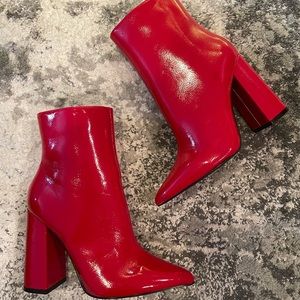 4in Red Patent Leather Booties